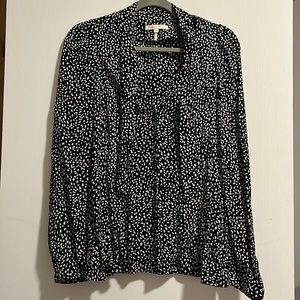 Maje black and white polka dot blouse with tie